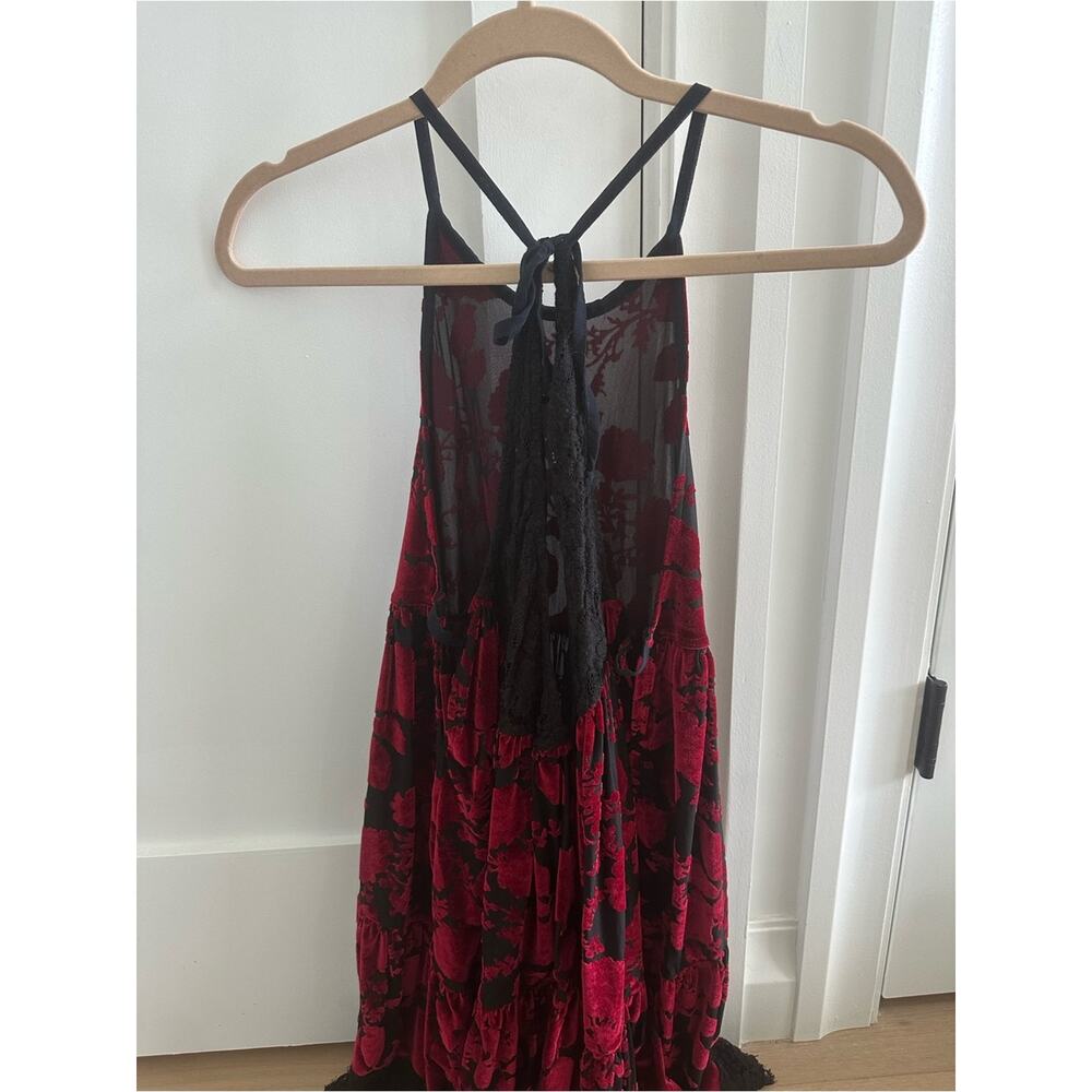 Free People Y2K Red Velvet Sheer Babydoll Dress - Picture 4 of 9